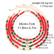 Load image into Gallery viewer, 4Pcs Red Crystal Polymer Clay Chain Necklace