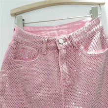 Load image into Gallery viewer, Hot Diamond Splice Denim Skirt High Waist
