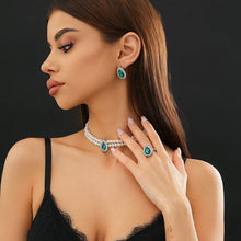 Load image into Gallery viewer, 3Pcs Elegant Exquisite Green Rhinestone Imitation Pearl Chain Necklace