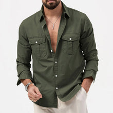 Load image into Gallery viewer, Long Sleeve Shirts Men Breathable Solid Color Multi-Pockets Work Cargo