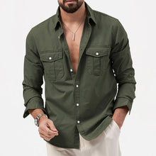 Load image into Gallery viewer, Long Sleeve Shirts Men Breathable Solid Color Multi-Pockets Work Cargo