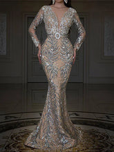 Load image into Gallery viewer, Luxury Sequins Slim Dress Sexy Deep V-neck Long