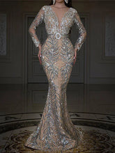 Load image into Gallery viewer, Luxury Sequins Slim Dress Sexy Deep V-neck Long