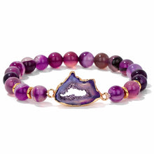 Load image into Gallery viewer, Handmade Natural Druzy Quartz Crystal Charm Bracelet Fashion Stripe