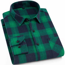 Load image into Gallery viewer, Men's Fashion Contrast Plaid Checkered Brushed Flannel Shirt