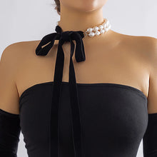 Load image into Gallery viewer, Gothic Long Wide Black Velvet Ribbon Choker