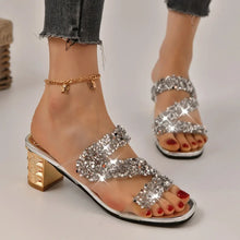 Load image into Gallery viewer, Crystal Slippers Luxury Rhinestone Med Heels Sandals