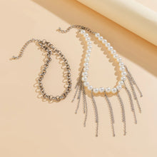 Load image into Gallery viewer, Multilayer Pearl Tassel Link Chain Necklace