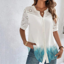 Load image into Gallery viewer, Flower Printed Cardigan Hollowed Out Blouse