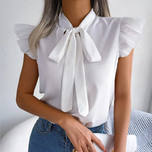 Load image into Gallery viewer, Ear Strap Bow Chiffon Shirt