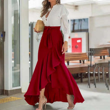 Load image into Gallery viewer, High Waist Ruffle Hem Skirt Back Waist Elastic Mermaid
