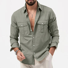 Load image into Gallery viewer, Long Sleeve Shirts Men Breathable Solid Color Multi-Pockets Work Cargo