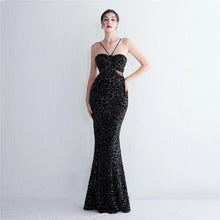 Load image into Gallery viewer, New Sequin Evening Dress Halter Neck Mermaid