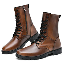 Load image into Gallery viewer, Leather Riding High Top Plush Boots