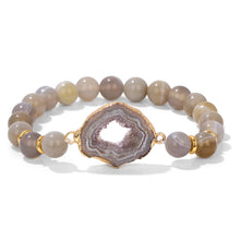 Load image into Gallery viewer, Handmade Natural Druzy Quartz Crystal Charm Bracelet Fashion Stripe