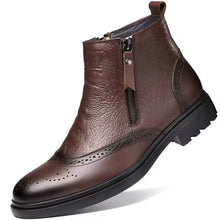 Load image into Gallery viewer, Genuine Leather Men Side Zipper Ankle Boots Winter Plush Snow