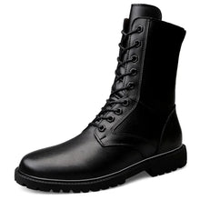 Load image into Gallery viewer, Leather Riding High Top Plush Boots