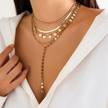 Load image into Gallery viewer, 5Pcs/Set Vintage Sequin Rhinestone Tennis Chain Necklace