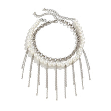 Load image into Gallery viewer, Multilayer Pearl Tassel Link Chain Necklace