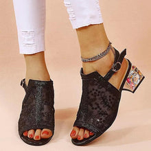 Load image into Gallery viewer, Fashion Gold Glitter Heeled Sandals Back Strap Peep
