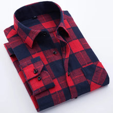 Load image into Gallery viewer, Men's Fashion Contrast Plaid Checkered Brushed Flannel Shirt