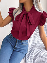Load image into Gallery viewer, Ear Strap Bow Chiffon Shirt