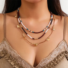 Load image into Gallery viewer, Multilayer Boho Seed Beads Butterfly Leaf Sequins Tassel Necklace