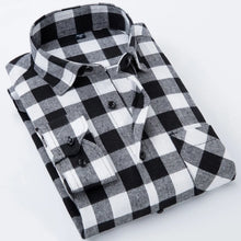Load image into Gallery viewer, Men's Fashion Contrast Plaid Checkered Brushed Flannel Shirt