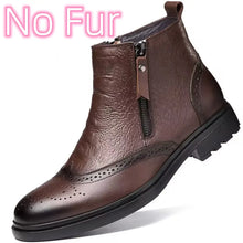 Load image into Gallery viewer, Genuine Leather Men Side Zipper Ankle Boots Winter Plush Snow