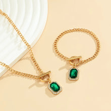 Load image into Gallery viewer, 2Pcs Creative Elegant Green Rhinestone Necklace