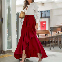 Load image into Gallery viewer, High Waist Ruffle Hem Skirt Back Waist Elastic Mermaid