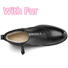 Load image into Gallery viewer, Genuine Leather Men Side Zipper Ankle Boots Winter Plush Snow