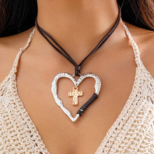 Load image into Gallery viewer, Big Heart Cross Pendant Choker