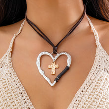 Load image into Gallery viewer, Big Heart Cross Pendant Choker