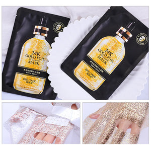 10pcs 24K Gold Hyaluronic Acid Face Mask Moisturizing Anti-aging