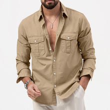 Load image into Gallery viewer, Long Sleeve Shirts Men Breathable Solid Color Multi-Pockets Work Cargo