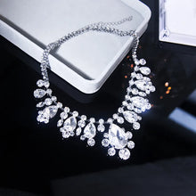 Load image into Gallery viewer, FYUAN Luxury Water Drop Crystal Choker Necklaces for Women Silver