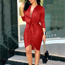 Load image into Gallery viewer, Elegant Sexy Women's Shirt Dress Long Sleeve V Neck