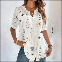 Load image into Gallery viewer, Flower Printed Cardigan Hollowed Out Blouse
