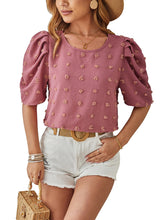 Load image into Gallery viewer, Jacquard Ball Short Sleeved Round Neck