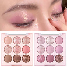 Load image into Gallery viewer, Glitter Eye Shadow Palette 9-Color Pearlescent Matte Eyeshadow