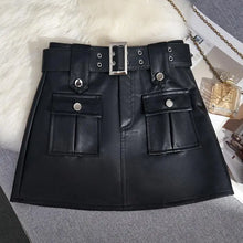 Load image into Gallery viewer, Leather Short Skirt Belt A-line Wrap Hip