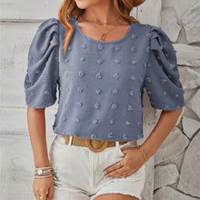 Load image into Gallery viewer, Jacquard Ball Short Sleeved Round Neck