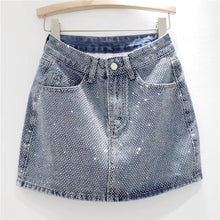 Load image into Gallery viewer, Hot Diamond Splice Denim Skirt High Waist