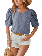 Load image into Gallery viewer, Jacquard Ball Short Sleeved Round Neck