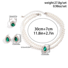 Load image into Gallery viewer, 3Pcs Elegant Exquisite Green Rhinestone Imitation Pearl Chain Necklace