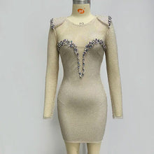 Load image into Gallery viewer, Evening Party Dress Sexy O Neck Hollow Out Long Sleeve Mini