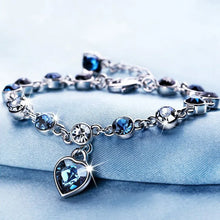 Load image into Gallery viewer, Luxury Ocean Heart Blue Crystal Bracelet Cubic Zirconia