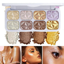 Load image into Gallery viewer, 8 colors Shiny Highlighter Makeup Powder Palette Diamond highlight eye