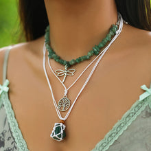 Load image into Gallery viewer, 3Pcs Creative Stone Holder Cage Tree Dragonfly Pendant Necklace
